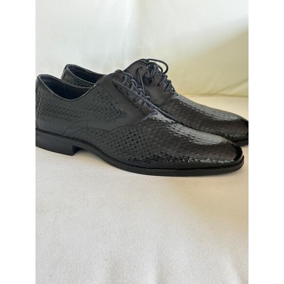 Stacy Adams Mens Lace Up Oxfords 8 Black Leather Derby Brogue Dress Shoes - Picture 3 of 8